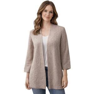 Eileen Fisher Light Tan Knit Alpaca Blend Cardigan Sweater Small